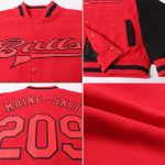Custom Red Black Two Tone Varsity Letterman Bomber Jacket Full-Snap Custom Red Red-Black Bomber Full-Snap Varsity Letterman - Image 2