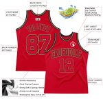 Custom Red Black Gold Authentic Throwback Basketball Jersey for Fans and Collectors Custom Red Red Black-Old Gold Authentic - Image 2