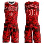Custom Red Black Basketball Jersey Sublimation Round Neck Style 5504 Custom Red Red-Black Round Neck Sublimation Basketball