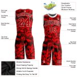 Custom Red Black Basketball Jersey Sublimation Round Neck Style 5504 Custom Red Red-Black Round Neck Sublimation Basketball - Image 2