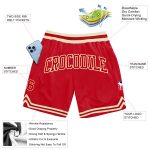 Custom Red-Cream Authentic Basketball Shorts | Throwback Style Sportswear Custom Red Red-Cream Authentic Throwback Basketball - Image 2