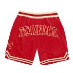 Custom Red-Cream Authentic Basketball Shorts | Throwback Style Sportswear Custom Red Red-Cream Authentic Throwback Basketball