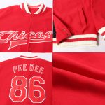 Custom Red-Cream Bomber Varsity Letterman Jacket Full-Snap Design Custom Red Red-Cream Bomber Full-Snap Varsity Letterman - Image 2