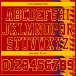 Custom Red Gold Basketball Jersey Round Neck Sublimation Suit Custom Red Red-Gold Round Neck Sublimation Basketball Suit - Image 4