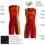 Custom Red Gold Basketball Jersey Round Neck Sublimation Suit Custom Red Red-Gold Round Neck Sublimation Basketball Suit - Image 2