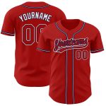 Custom Red-Navy Baseball Jersey - Authentic Team Apparel for Fans and Players Custom Red Red-Navy Authentic Baseball Jersey