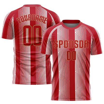 Custom Red and Old Gold Soccer Jersey - Sublimation Uniform for Teams Custom Red Red-Old Gold Sublimation Soccer Uniform