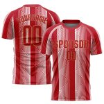 Custom Red and Gold Sublimation Soccer Jersey for Men and Women - Style 7300 Custom Red Red-Old Gold Sublimation Soccer Uniform