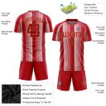 Custom Red and Gold Sublimation Soccer Jersey for Men and Women - Style 7300 Custom Red Red-Old Gold Sublimation Soccer Uniform - Image 3