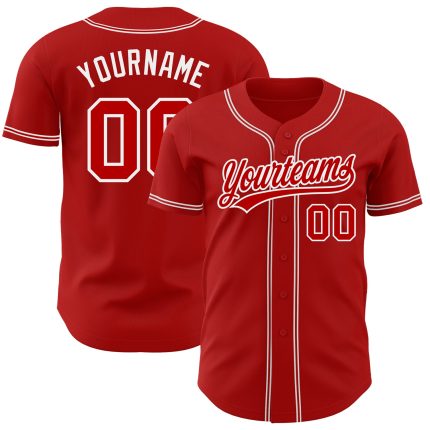 Custom Red White Baseball Jersey Authentic Style 8691 - Personalized Sports Apparel Custom Red Red-White Authentic Baseball