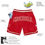 Custom Red White Basketball Shorts Authentic Throwback Design for Men Custom Red Red-White Authentic Throwback Basketball - Image 2