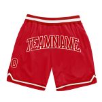 Custom Red White Basketball Shorts Authentic Throwback Design for Men Custom Red Red-White Authentic Throwback Basketball