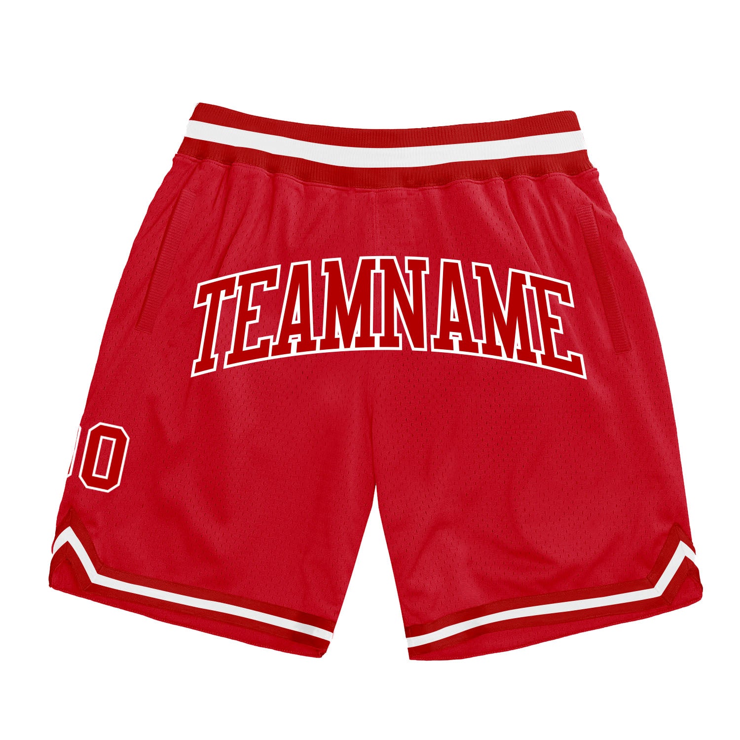 Custom Red White Basketball Shorts Authentic Throwback Design for Men Custom Red Red-White Authentic Throwback Basketball