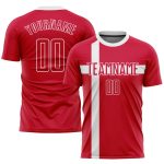 Danish Flag Soccer Jersey - Custom Red and White Sublimation Uniform Custom Red Red-White Sublimation Danish Flag Soccer