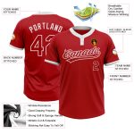 Custom Red White Unisex Softball Jersey - Two-Button Design for Performance Custom Red Red-White Two-Button Unisex Softball - Image 3
