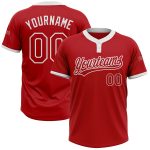 Custom Red White Unisex Softball Jersey - Two-Button Design for Performance Custom Red Red-White Two-Button Unisex Softball