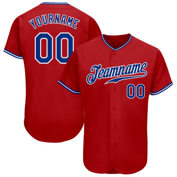 Authentic Custom Red Royal-White Baseball Jersey for Fans and Players Custom Red Royal-White Authentic Baseball Jersey - Image 1