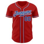 Custom Red Baseball Jersey Authentic Royal-White Style 9632 Custom Red Royal-White Authentic Baseball Jersey Style 9632 - Image 2