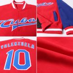 Custom Red White Bomber Two Tone Varsity Letterman Jacket Full-Snap Custom Red Royal-White Bomber Full-Snap Varsity Letterman - Image 2
