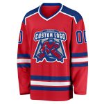 Custom Red Hockey Jersey - Royal and White Team Uniform for Fans and Players Custom Red Royal-White Hockey Jersey - Image 2