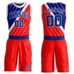 Custom Red Royal White Basketball Jersey Sublimation Round Neck Suit Custom Red Royal-White Round Neck Sublimation Basketball
