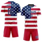 Custom Red White Sublimation American Flag Soccer Jersey Uniform Custom Red Royal-White Sublimation American Flag Soccer - Image 2