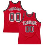 Custom Red Steel Gray-Black Basketball Jersey - Authentic Throwback Style Custom Red Steel Gray-Black Authentic Throwback