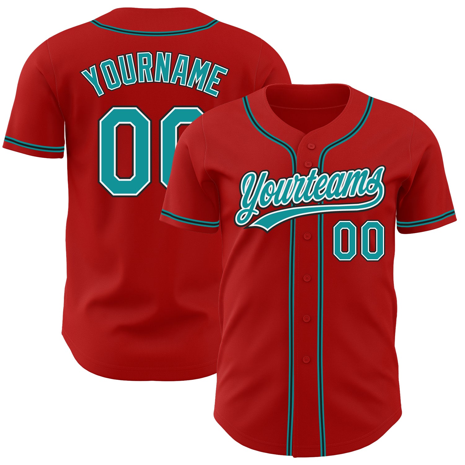 Custom Red Teal Black Baseball Jersey - Authentic Design, Personalized Style Custom Red Teal-Black Authentic Baseball Jersey