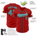 Custom Red Teal Black Baseball Jersey - Authentic Design, Personalized Style Custom Red Teal-Black Authentic Baseball Jersey - Image 3