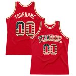 Custom Red Vintage USA Flag Basketball Jersey - Cream Authentic Throwback Style Custom Red Vintage USA Flag-Cream Authentic