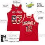 Custom Red Vintage USA Flag Basketball Jersey - Cream Authentic Throwback Style Custom Red Vintage USA Flag-Cream Authentic - Image 2