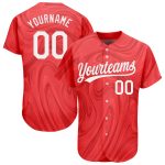 Custom 3D Pattern Baseball Jersey in Red and White - Authentic Style 2976 Custom Red White 3D Pattern Design Authentic Baseball