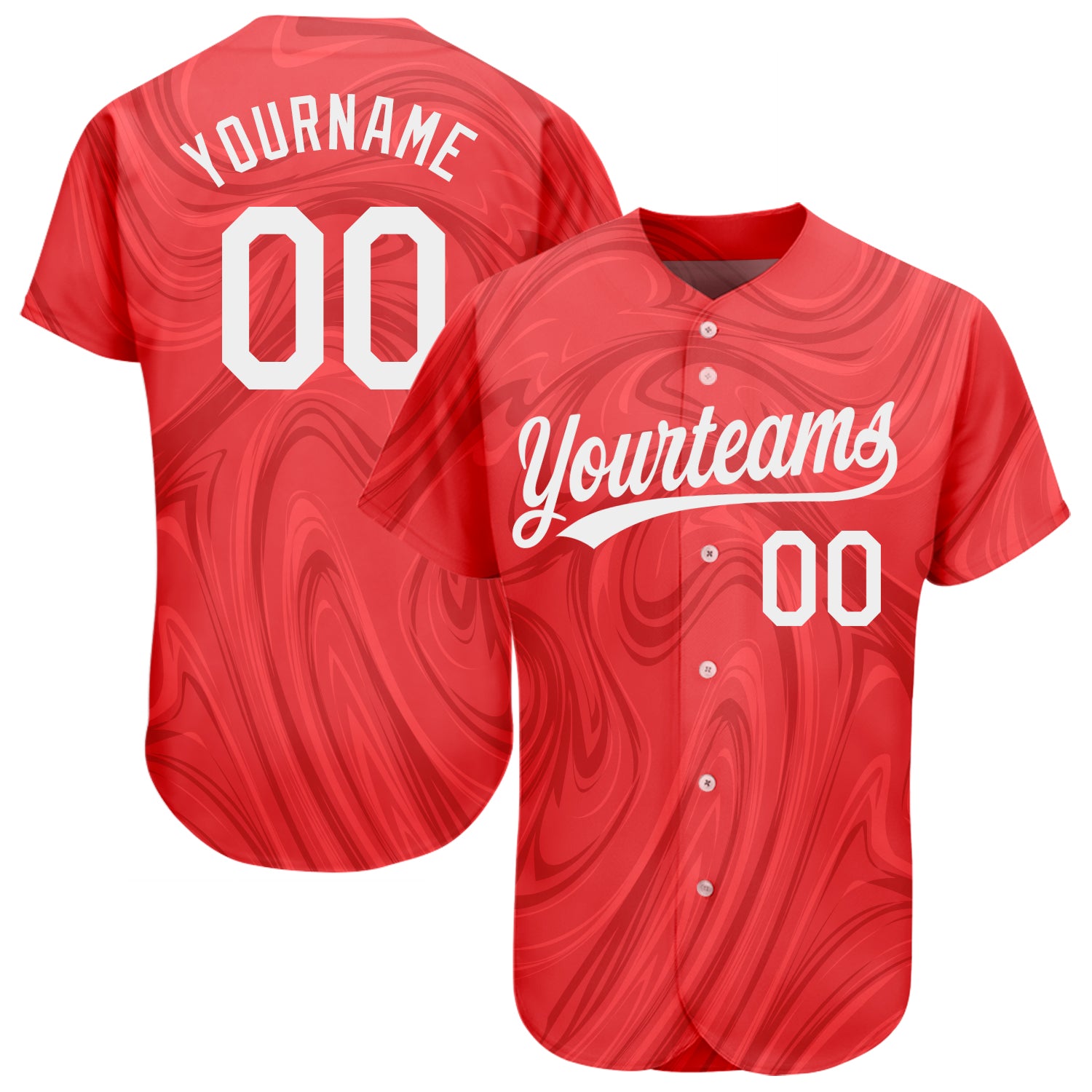 Custom 3D Pattern Baseball Jersey in Red and White - Authentic Style 2976 Custom Red White 3D Pattern Design Authentic Baseball
