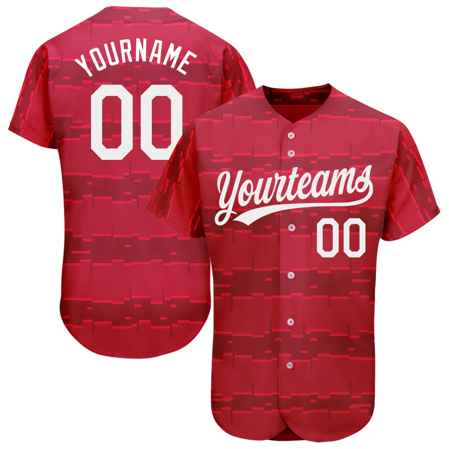 Custom Red White 3D Pattern Design Authentic Baseball Jersey Style 5806 3D Pattern Red White Baseball Jersey - Custom Design Style 5806 Custom Red White 3D Pattern Design Authentic Baseball Jersey - Image 1
