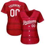 3D Pattern Red White Baseball Jersey - Custom Design Style 5806 Custom Red White 3D Pattern Design Authentic Baseball Jersey - Image 2