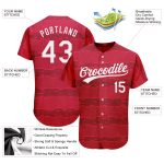 3D Pattern Red White Baseball Jersey - Custom Design Style 5806 Custom Red White 3D Pattern Design Authentic Baseball Jersey - Image 3