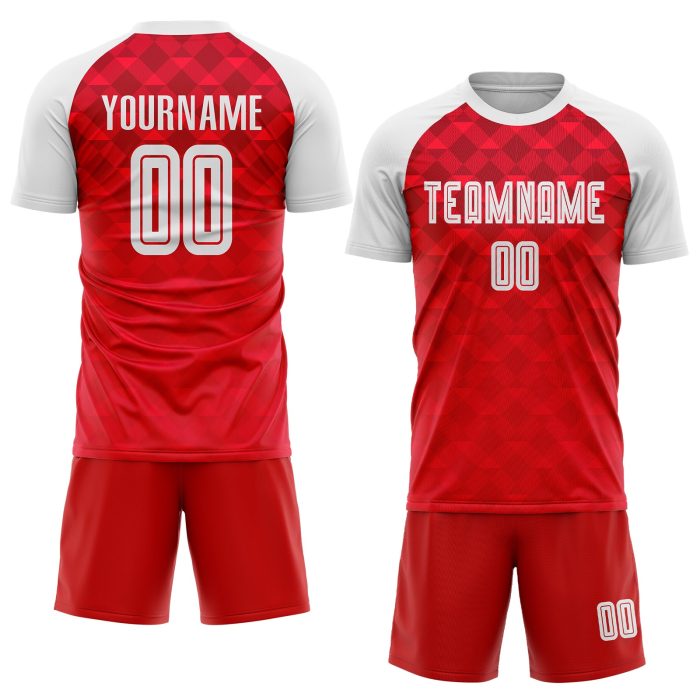 Custom Red White Sublimation Soccer Jersey - Away Uniform for Teams Custom Red White Away Sublimation Soccer Uniform Jersey - Image 2