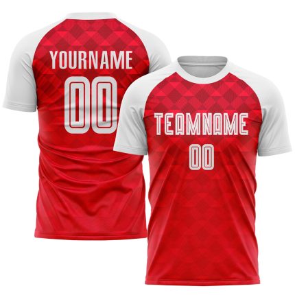 Custom Red White Sublimation Soccer Jersey - Away Uniform for Teams Custom Red White Away Sublimation Soccer Uniform Jersey