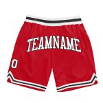 Custom Red White Black Basketball Shorts | Authentic Throwback Design Custom Red White-Black Authentic Throwback Basketball