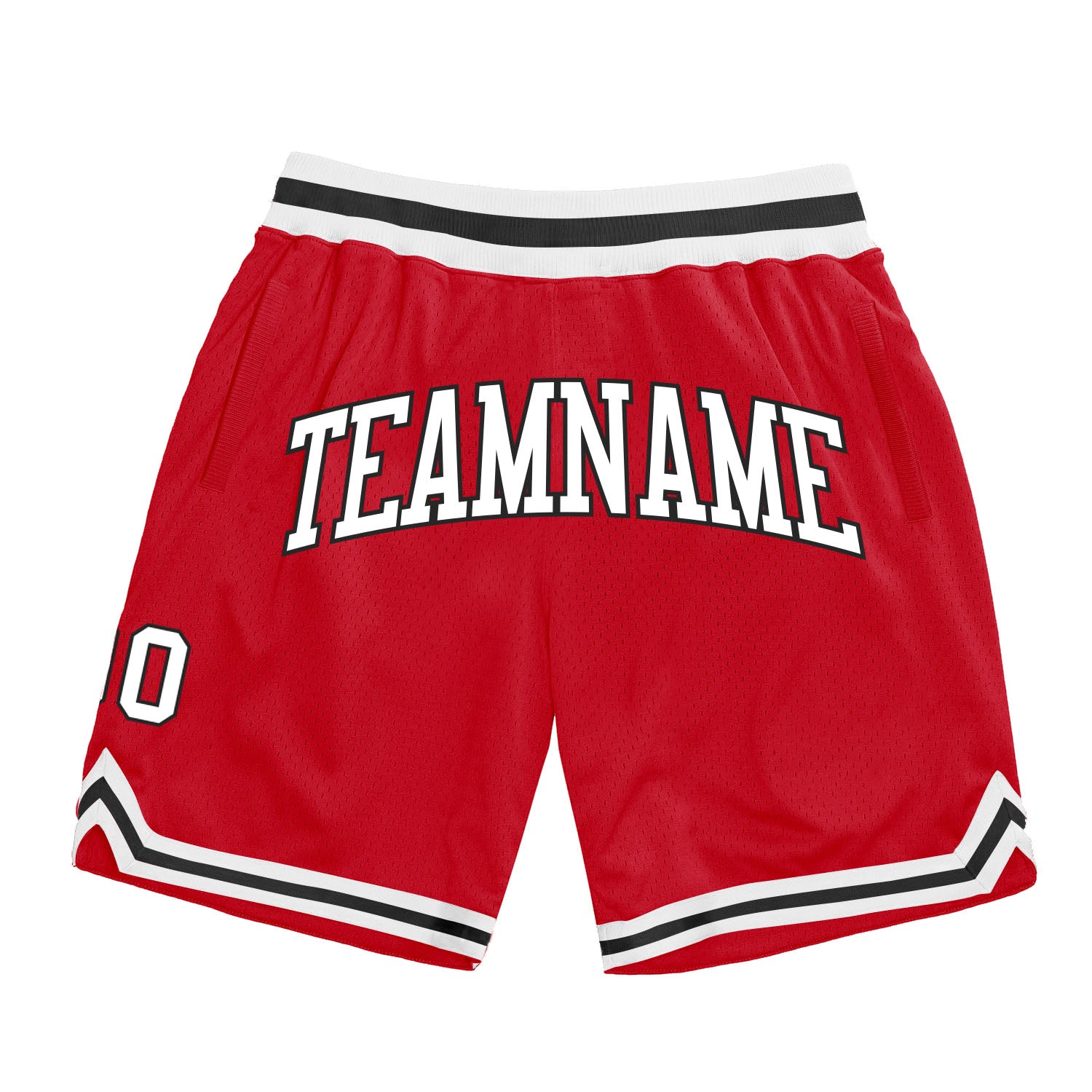 Custom Red White-Black Authentic Throwback Basketball Shorts Custom Red White Black Basketball Shorts | Authentic Throwback Design Custom Red White-Black Authentic Throwback Basketball - Image 1