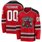 Customizable Red White Black Hockey Jersey for Men and Women Custom Red White-Black Hockey Jersey