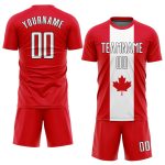 Custom Canadian Flag Soccer Jersey - Red White Black Sublimation Uniform Custom Red White-Black Sublimation Canadian Flag - Image 2