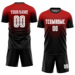 Custom Red White Black Soccer Uniform Jersey - Fade Fashion Design Custom Red White-Black Sublimation Fade Fashion Soccer - Image 2