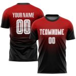 Custom Red White Black Soccer Uniform Jersey - Fade Fashion Design Custom Red White-Black Sublimation Fade Fashion Soccer