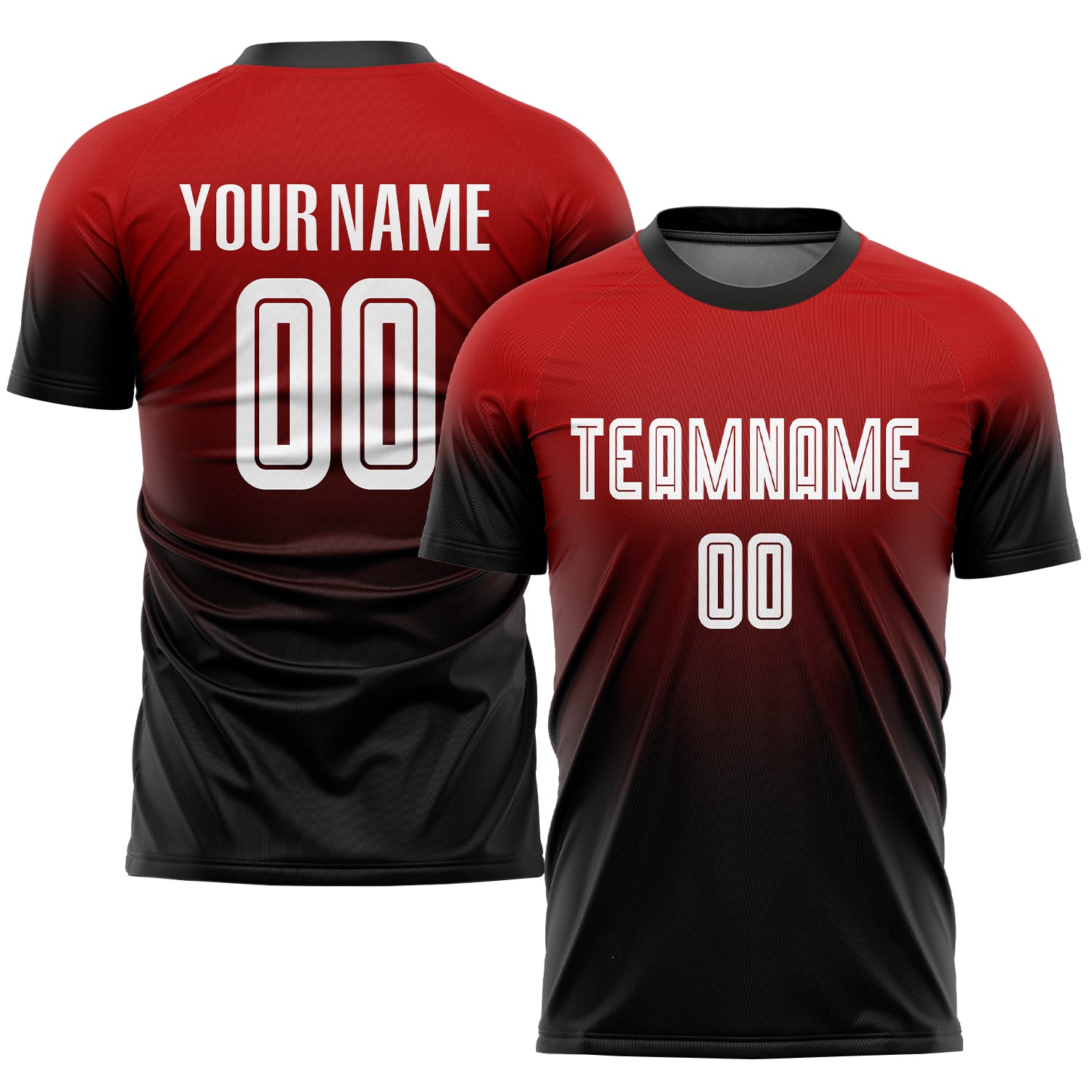 Custom Red White Black Soccer Uniform Jersey - Fade Fashion Design Custom Red White-Black Sublimation Fade Fashion Soccer