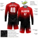 Custom Red Black White Fade Soccer Jersey Long Sleeve Sublimation Uniform Custom Red White-Black Sublimation Long Sleeve - Image 3