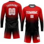 Custom Red Black White Fade Soccer Jersey Long Sleeve Sublimation Uniform Custom Red White-Black Sublimation Long Sleeve - Image 2