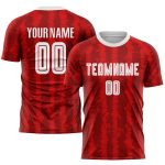 Custom Soccer Uniform Jersey - Red White Black Sublimation Design Custom Red White-Black Sublimation Soccer Uniform Jersey