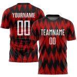 Red White Black Custom Soccer Uniform Jersey Sublimation Style 3416 Custom Red White-Black Sublimation Soccer Uniform Jersey