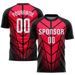 Custom Sublimation Soccer Jersey Red White Black Style 3776 for Team Wear Custom Red White-Black Sublimation Soccer Uniform